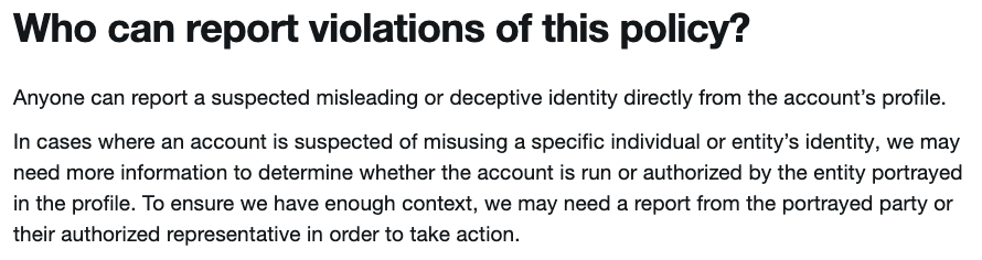 report twitter identity policy