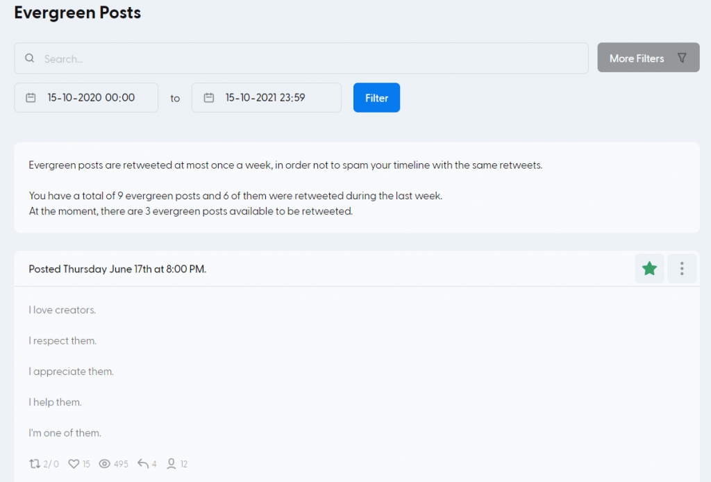 evergreen posts hypefury