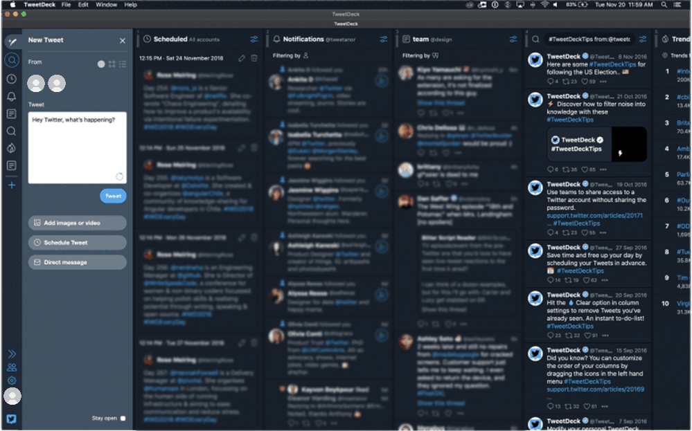 Tweetdeck interface