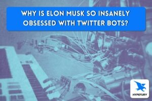 a AI plays piano and a banner asks why Elon Musk is obsessed with Twitter bots