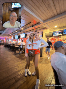 Old man post on BeReal having a great time at Hooters