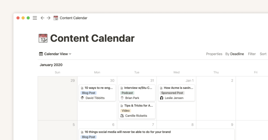Using Notion for content planning