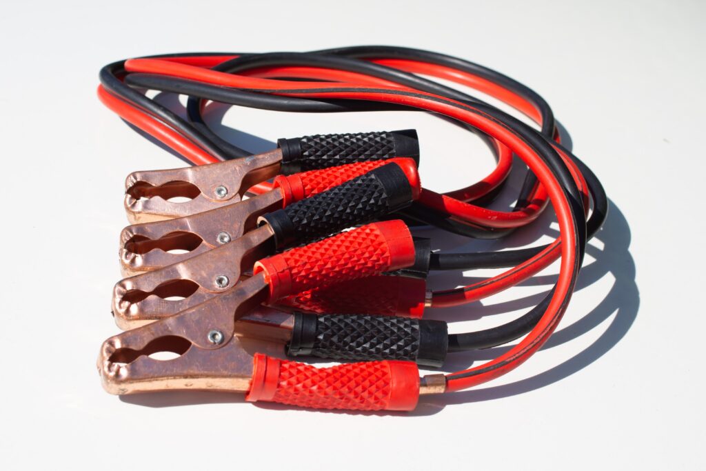 car jumper cables, black and red