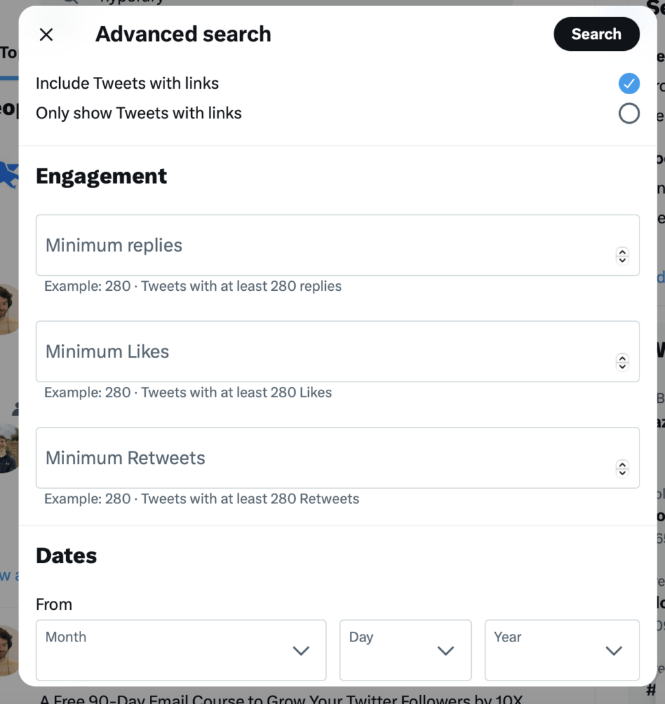 twitter advanced search engagement