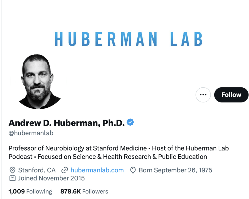 Andrew huberman twitter bio