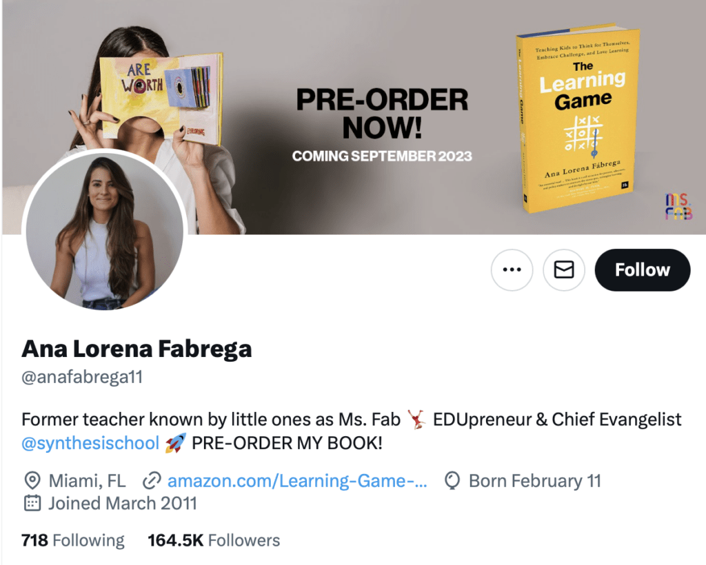 Ana Lorena Fabrega Twitter bio