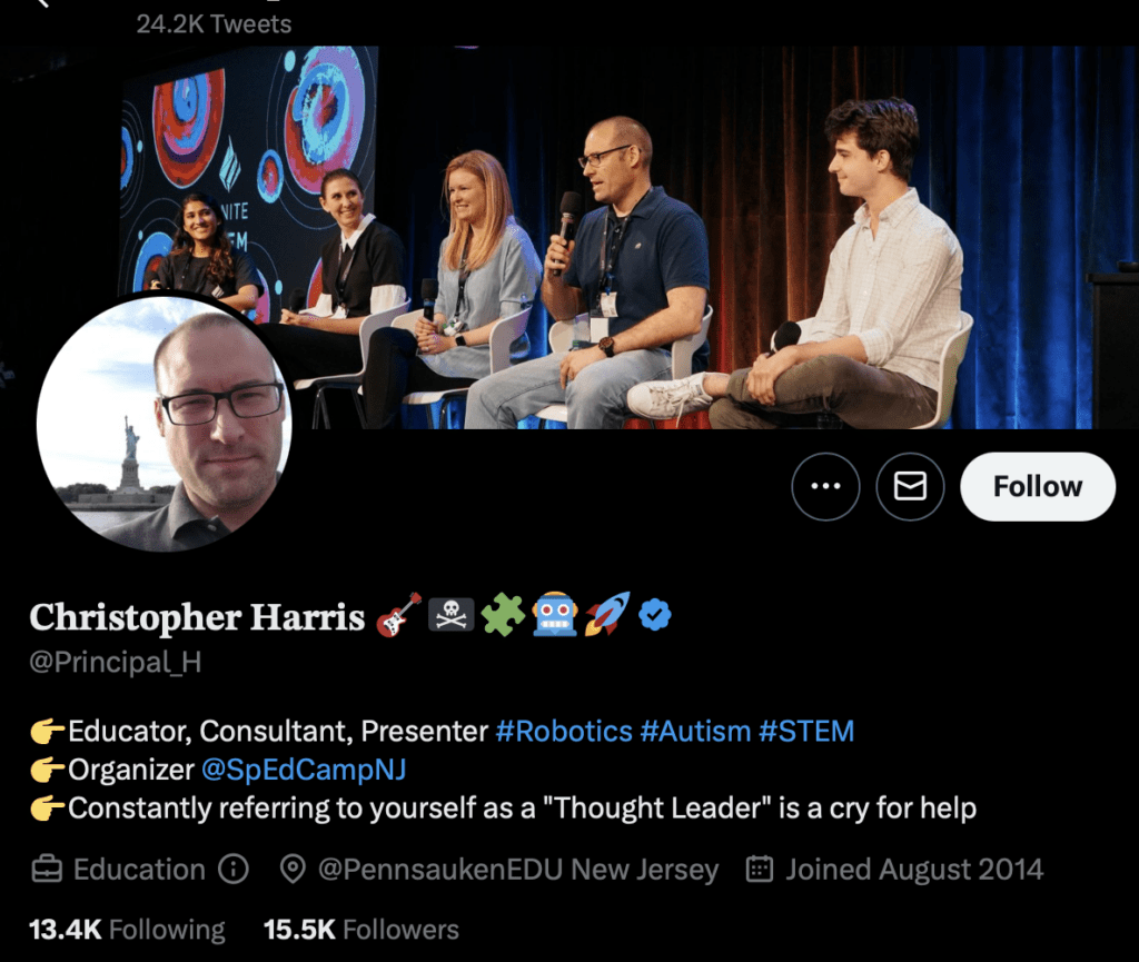 Christopher Harris Twitter bio