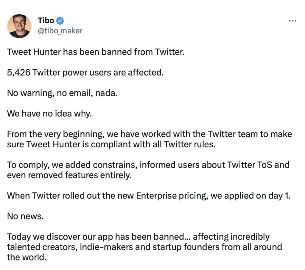 tweet hunter banned