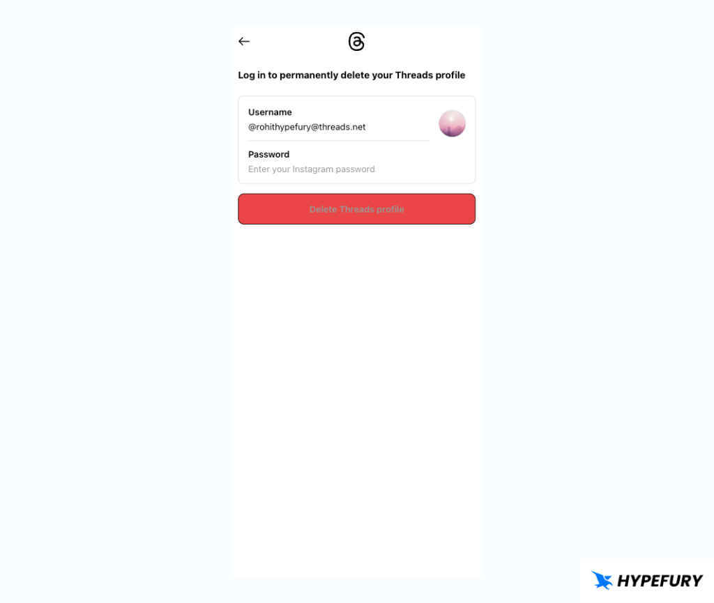 Delete Threads account