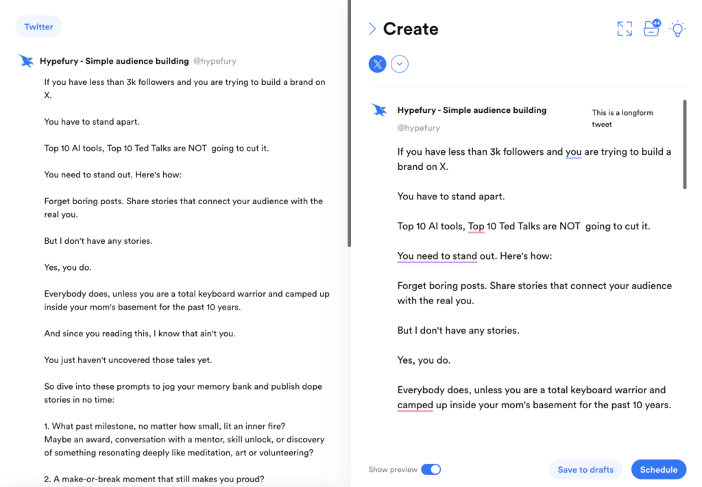 Scheduling a long post 2