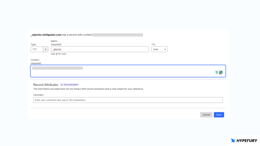 Add TXT record to DNS