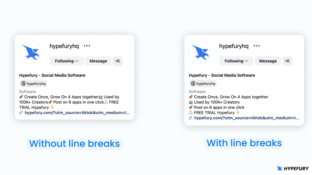 Instagram bio line breaks