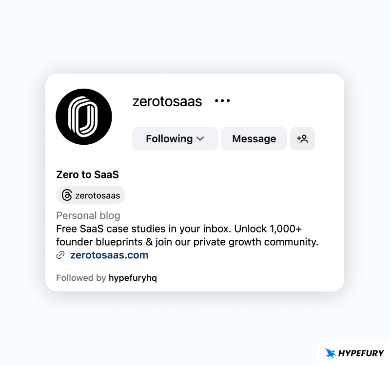 ZeroToSaaS Instagram bio