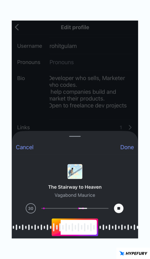 How to Add Music to Your Instagram Profile 7 Instagram choose music duration