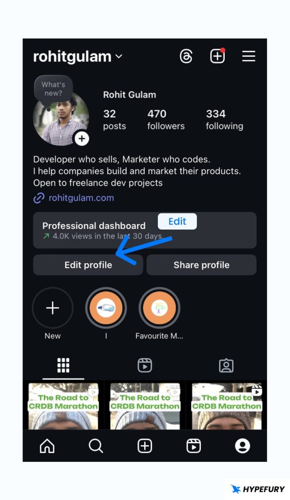 How to Add Music to Your Instagram Profile 4 IG profile page edit button