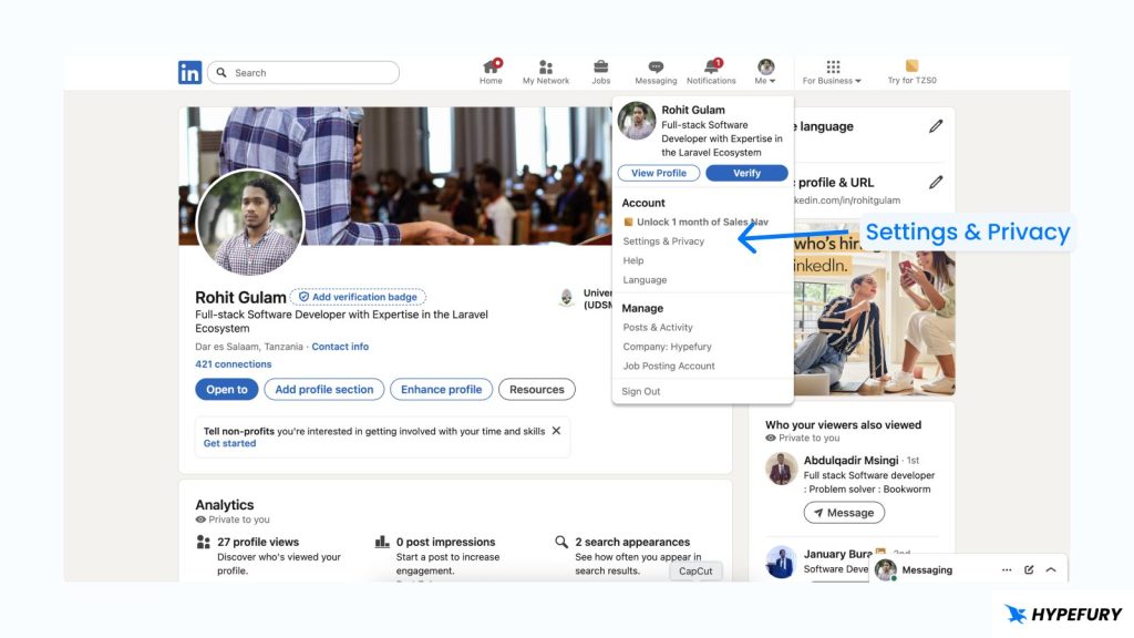 LinkedIn Settings and Privacy