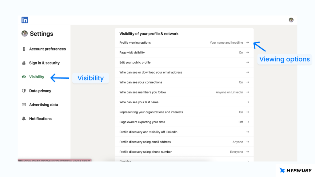 LinkedIn Settings Visibility