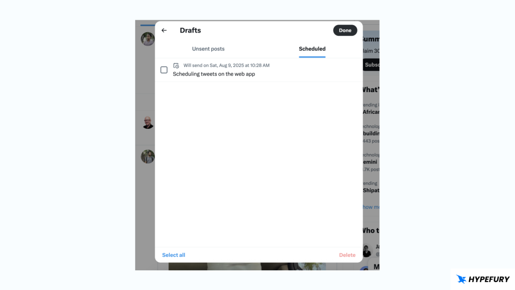 Delete scheduled posts twitter