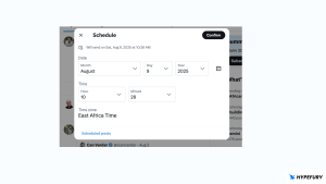 Choose schedule time twitter web app