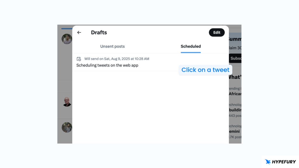 Click on any post to edit