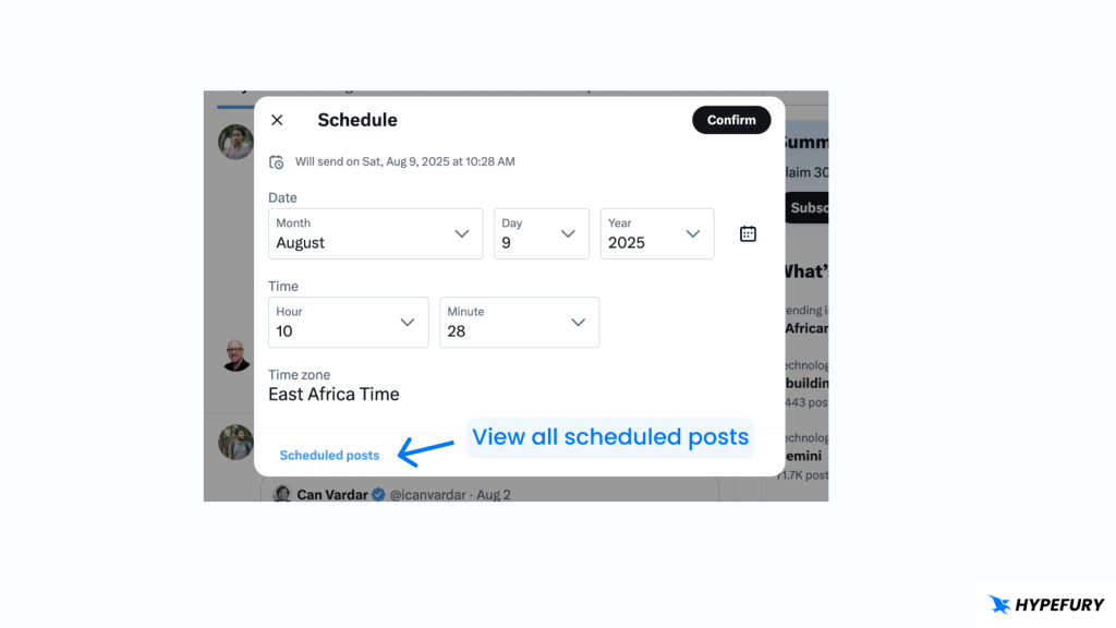all scheduled posts button
