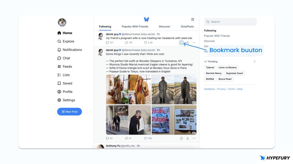 Bluesky bookmark button