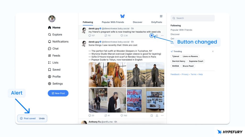 Bluesky bookmark succesful