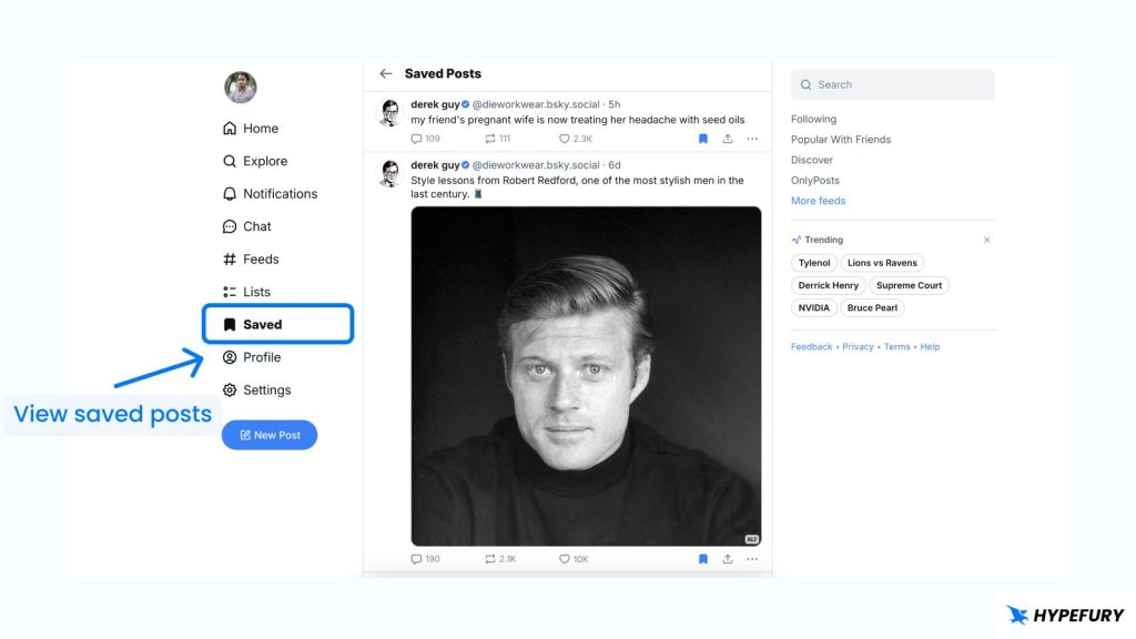 Bluesky all saved posts