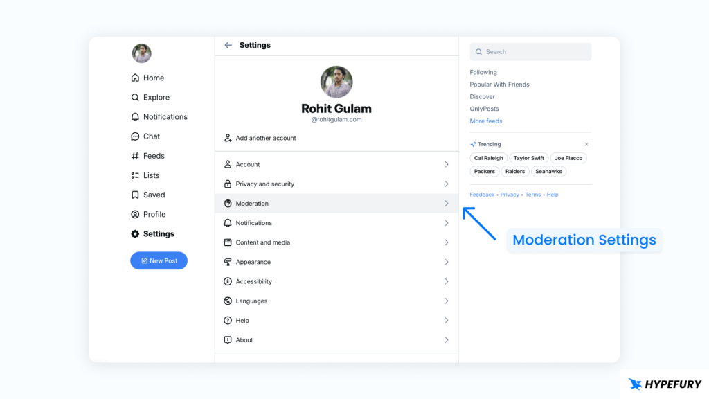 Bluesky moderation settings