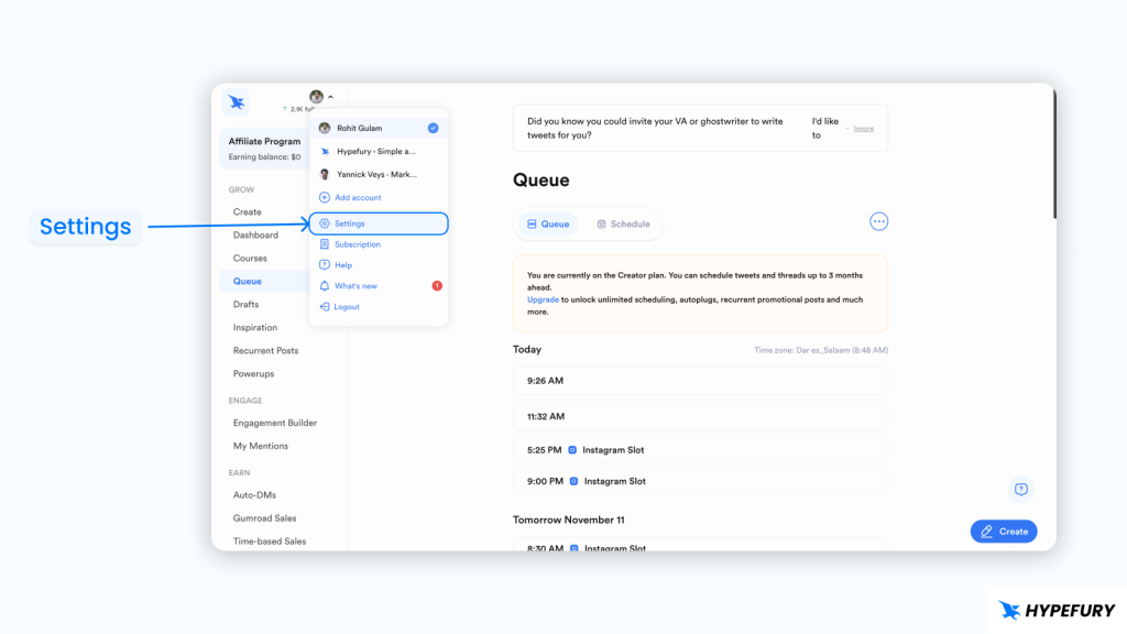 How To Schedule TikTok Posts for Free 6 Hypefury settings