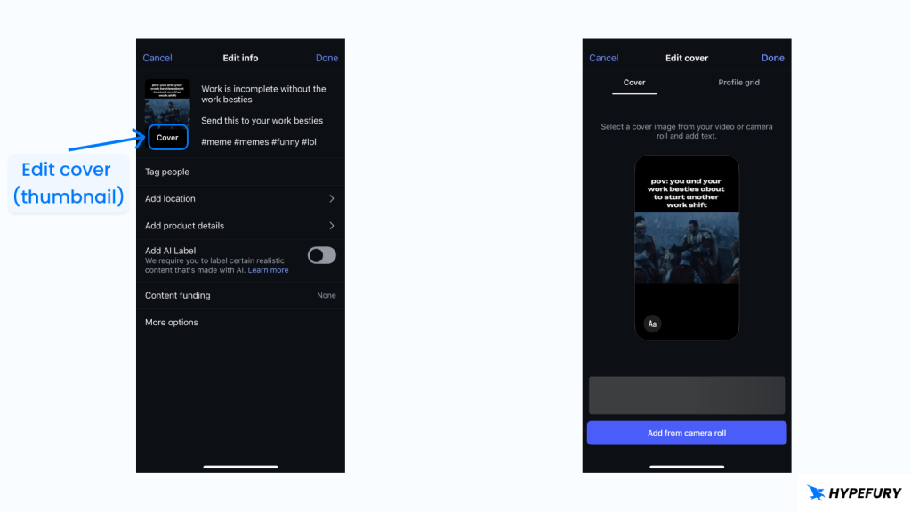 Instagram change thumbnail