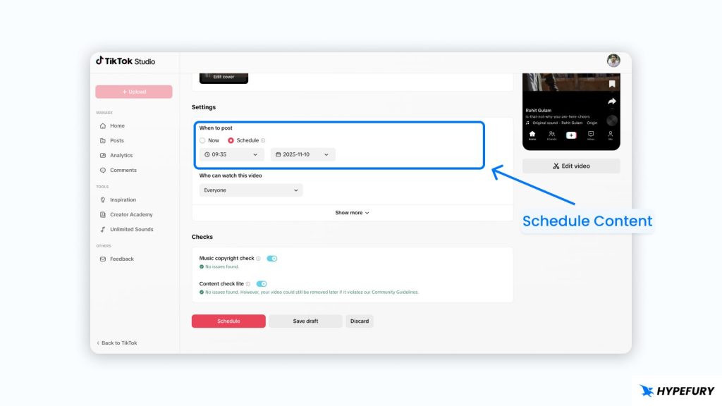 How To Schedule TikTok Posts for Free 4 TikTok schedule content